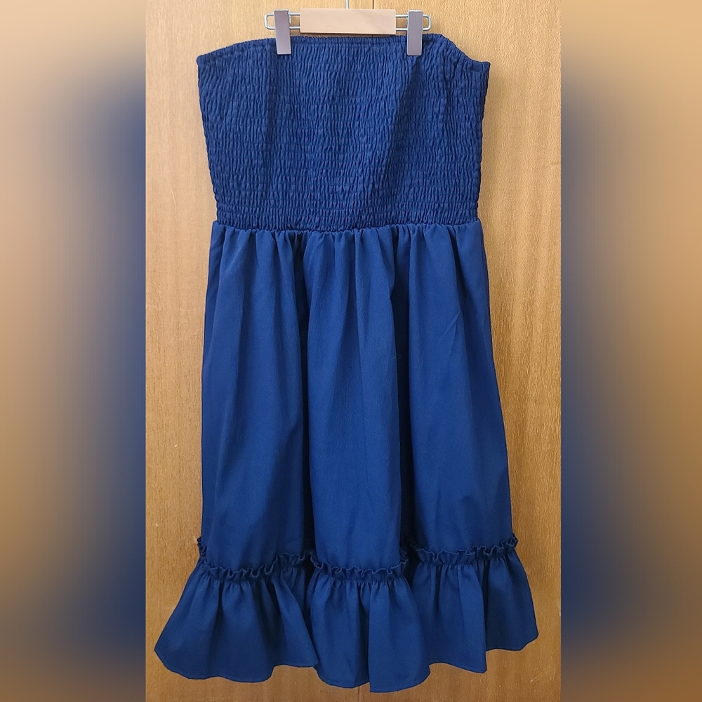 Cuban Strapless Navy Blue Dress